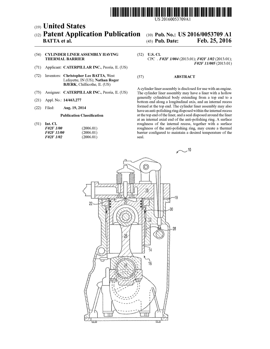 CYLINDER LINER ASSEMBLY HAVING THERMAL BARRIER - diagram, schematic, and image 01