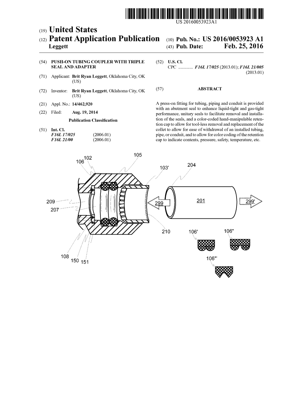 Push-on Tubing Coupler with Triple Seal and Adapter - diagram, schematic, and image 01