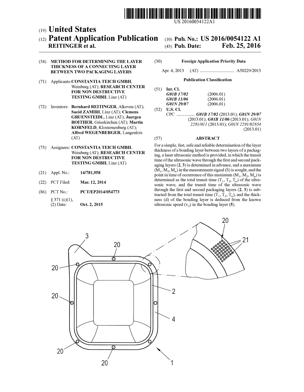 METHOD FOR DETERMINING THE LAYER THICKNESS OF A CONNECTING LAYER BETWEEN     TWO PACKAGING LAYERS - diagram, schematic, and image 01