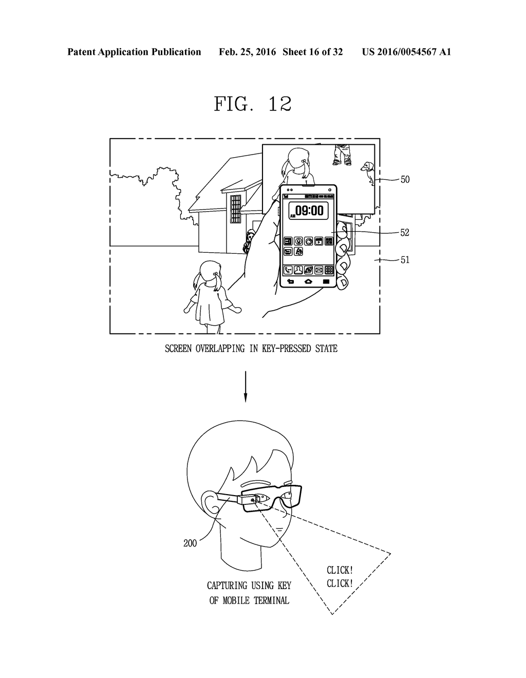 MOBILE TERMINAL, GLASSES-TYPE TERMINAL, AND MUTUAL INTERWORKING METHOD     USING SCREENS THEREOF - diagram, schematic, and image 17