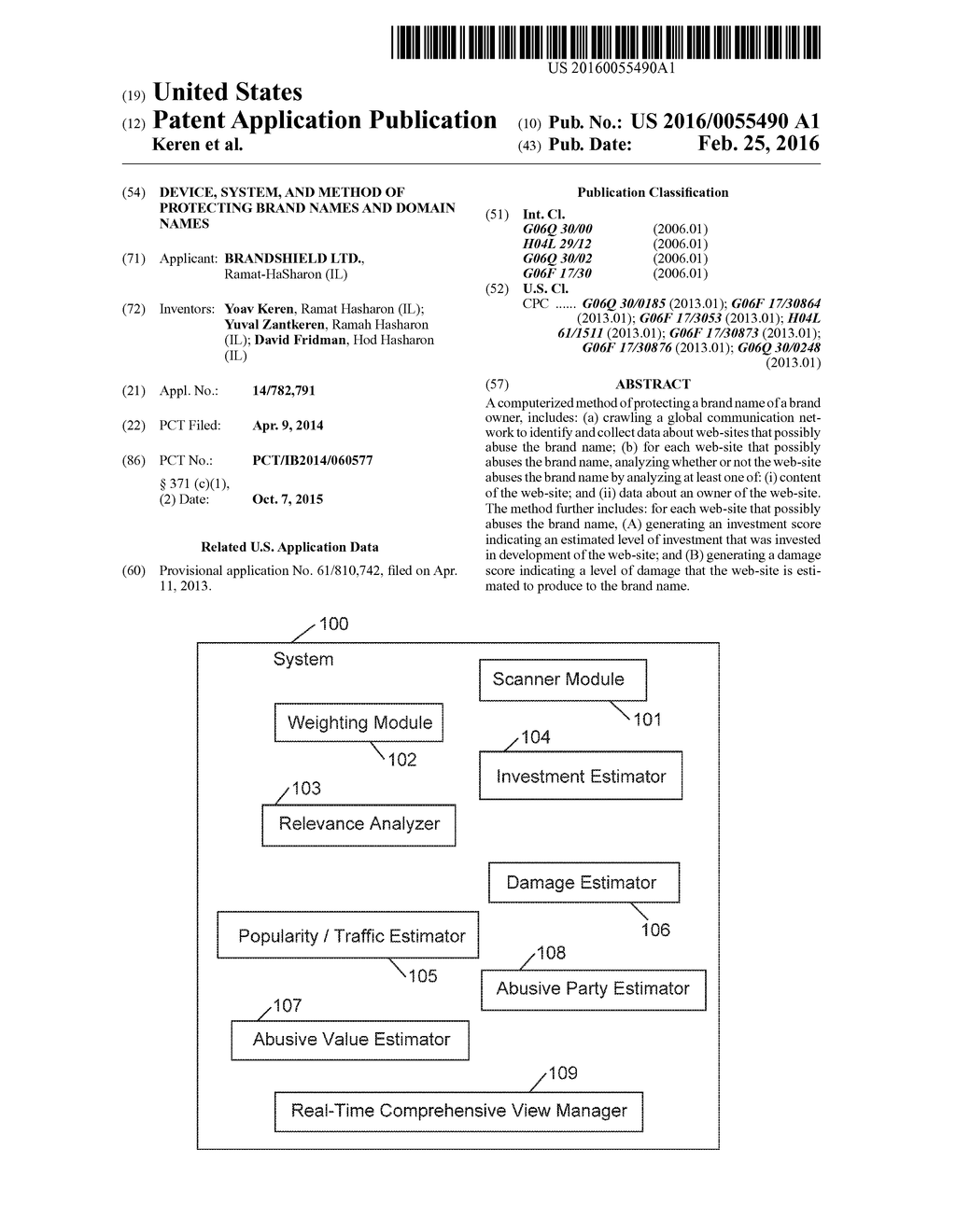 DEVICE, SYSTEM, AND METHOD OF PROTECTING BRAND NAMES AND DOMAIN NAMES - diagram, schematic, and image 01