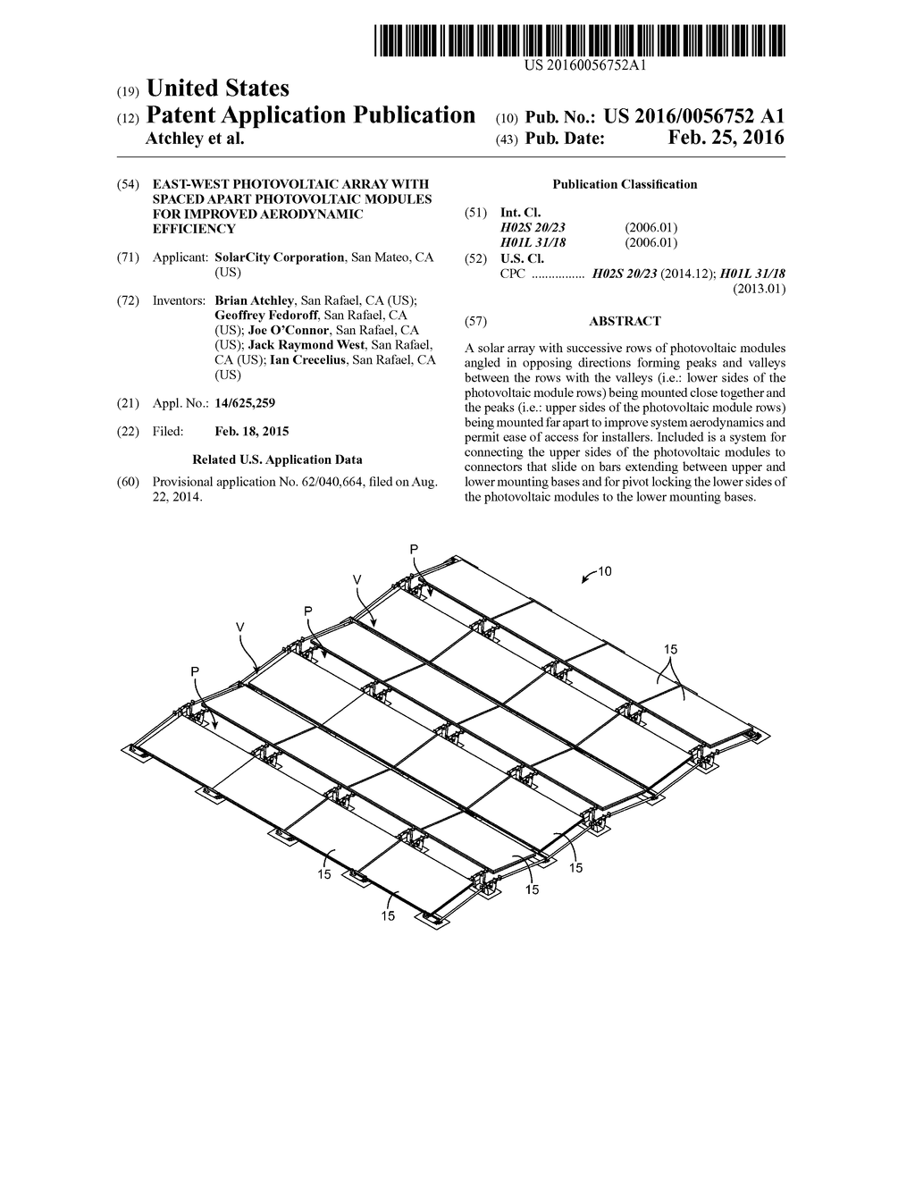 East-West Photovoltaic Array With Spaced Apart Photovoltaic Modules For     Improved Aerodynamic Efficiency - diagram, schematic, and image 01