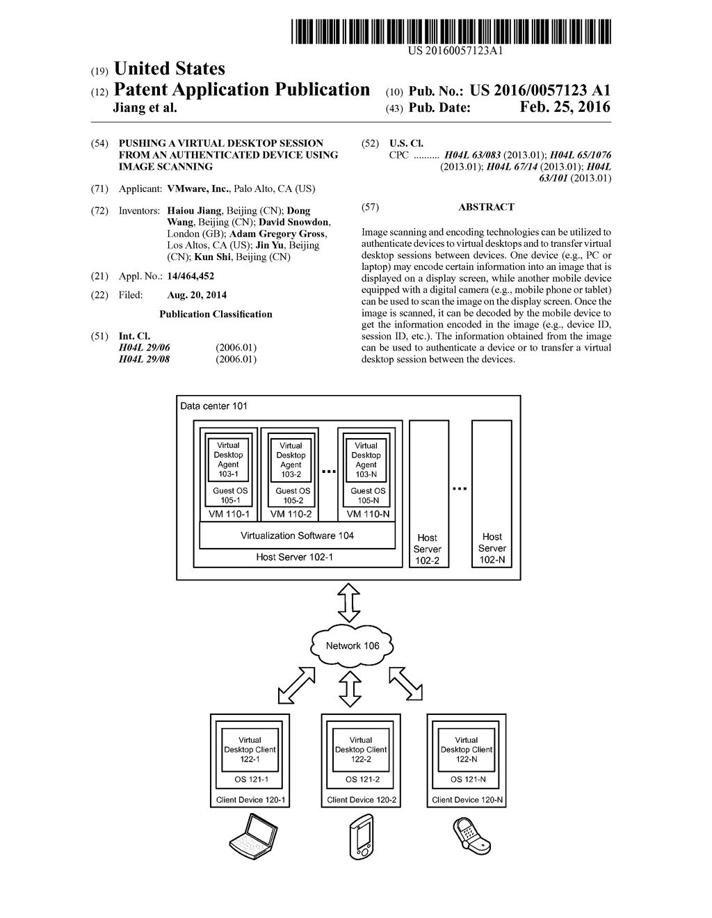 PUSHING A VIRTUAL DESKTOP SESSION FROM AN AUTHENTICATED DEVICE USING IMAGE     SCANNING - diagram, schematic, and image 01