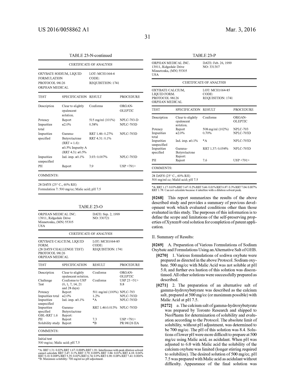 MICROBIOLOGICALLY SOUND AND STABLE SOLUTIONS OF GAMMA-HYDROXYBUTYRATE SALT     FOR THE TREATMENT OF NARCOLEPSY - diagram, schematic, and image 34