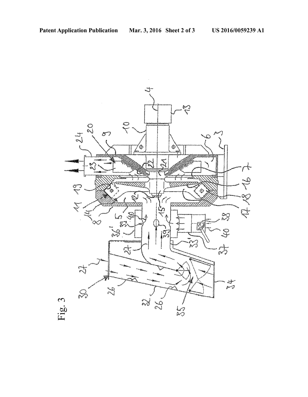 DEVICE FOR COMMUNICATION OF PROCESS FEED MATERIAL WITH UPSTREAM SIFTING - diagram, schematic, and image 03