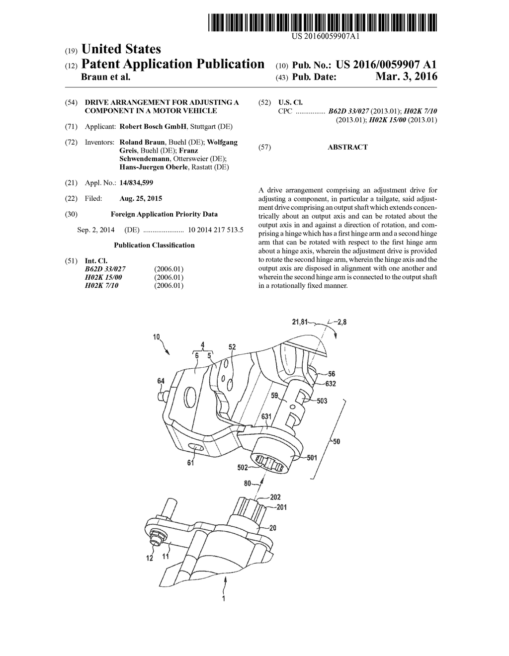 DRIVE ARRANGEMENT FOR ADJUSTING A COMPONENT IN A MOTOR VEHICLE - diagram, schematic, and image 01