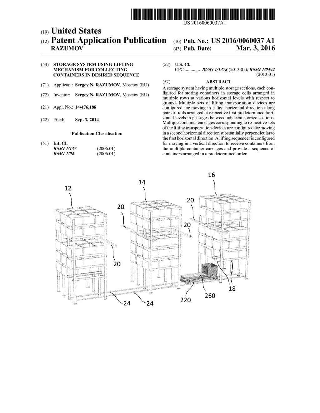 STORAGE SYSTEM USING LIFTING MECHANISM FOR COLLECTING CONTAINERS IN     DESIRED SEQUENCE - diagram, schematic, and image 01