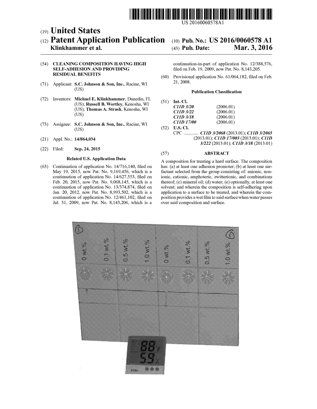 CLEANING COMPOSITION HAVING HIGH SELF-ADHESION AND PROVIDING RESIDUAL     BENEFITS - diagram, schematic, and image 01