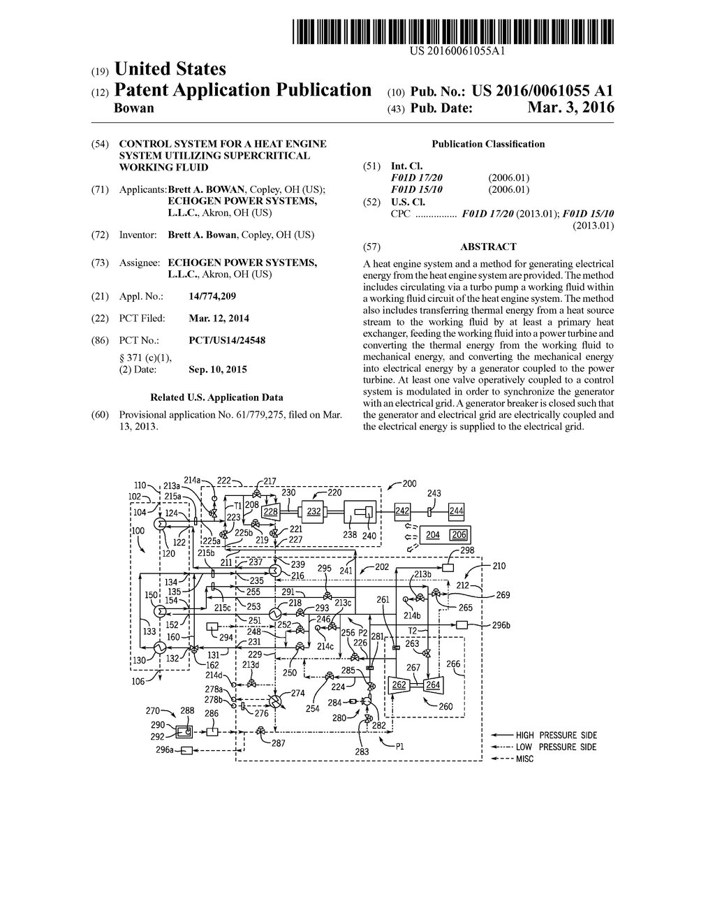 CONTROL SYSTEM FOR A HEAT ENGINE SYSTEM UTILIZING SUPERCRITICAL WORKING     FLUID - diagram, schematic, and image 01