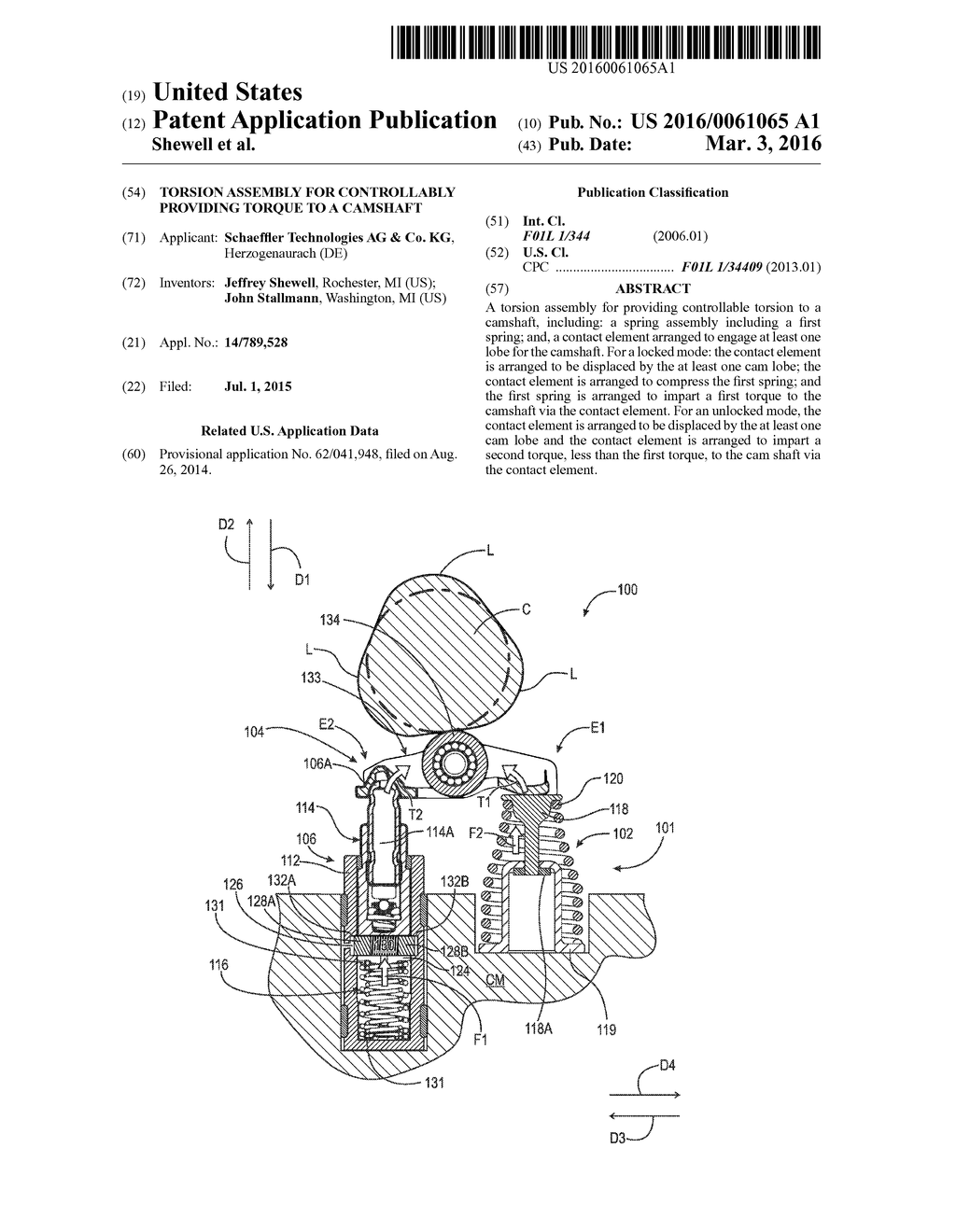 TORSION ASSEMBLY FOR CONTROLLABLY PROVIDING TORQUE TO A CAMSHAFT - diagram, schematic, and image 01