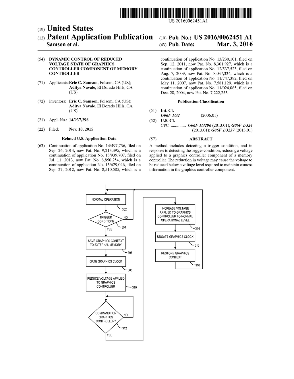 DYNAMIC CONTROL OF REDUCED VOLTAGE STATE OF GRAPHICS CONTROLLER COMPONENT     OF MEMORY CONTROLLER - diagram, schematic, and image 01