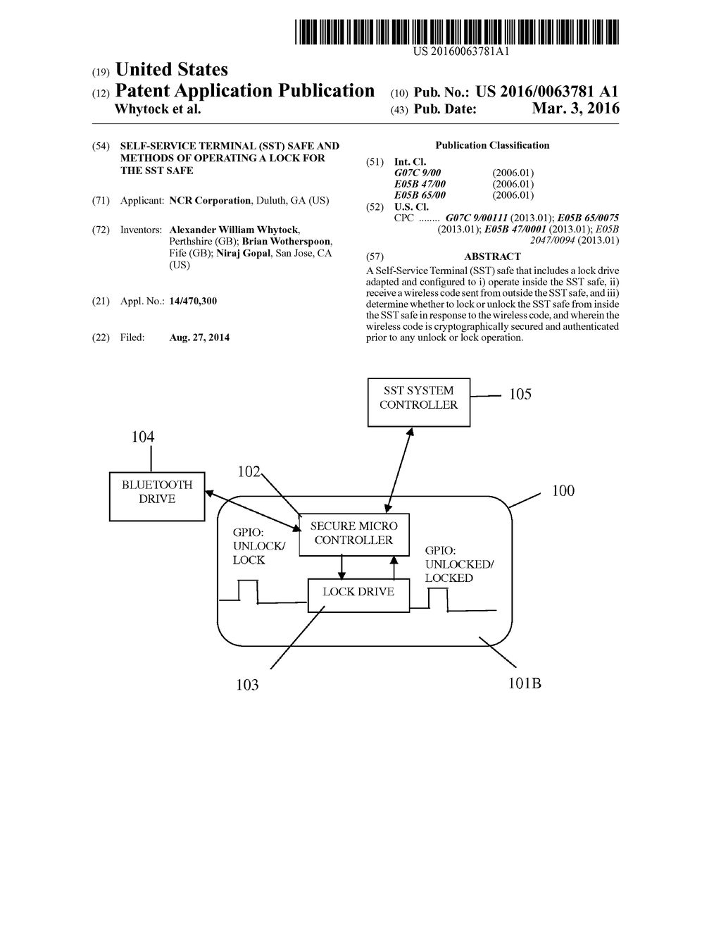 Self-Service Terminal (SST) Safe and Methods of Operating a Lock for the     SST Safe - diagram, schematic, and image 01