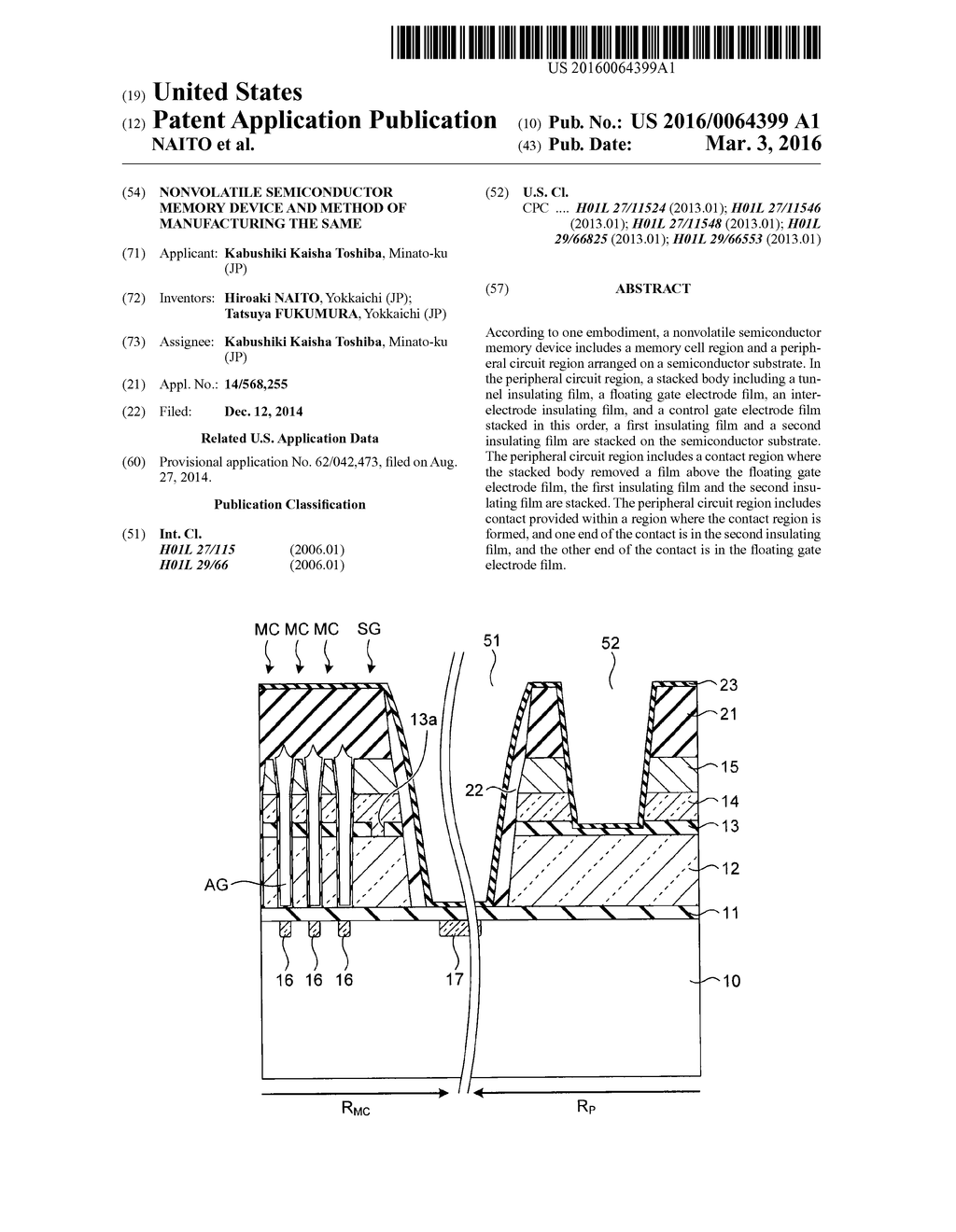 NONVOLATILE SEMICONDUCTOR MEMORY DEVICE AND METHOD OF MANUFACTURING THE     SAME - diagram, schematic, and image 01