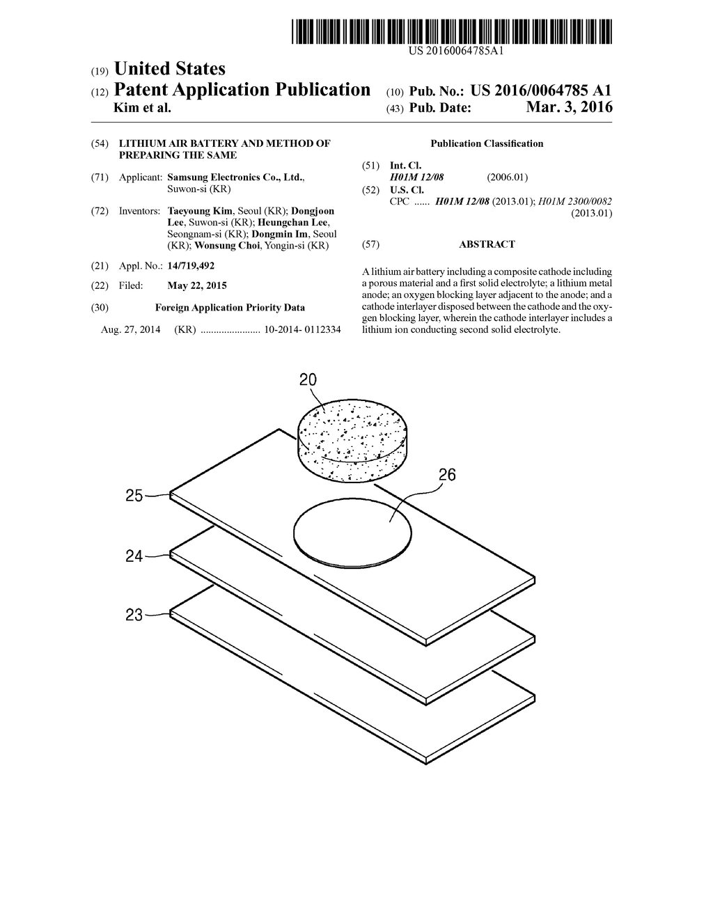 LITHIUM AIR BATTERY AND METHOD OF PREPARING THE SAME - diagram, schematic, and image 01