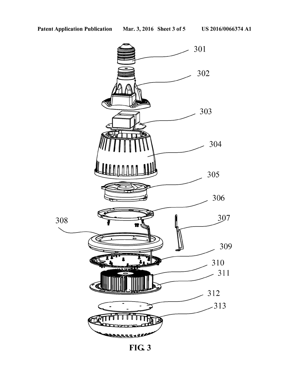 HIGH-POWER RETROFIT LED LAMP WITH ACTIVE AND INTELLIGENT COOLING SYSTEM     FOR REPLACEMENT OF METAL HALID LAMP AND HIGH-PRESSURE SODIAM LAMP - diagram, schematic, and image 04