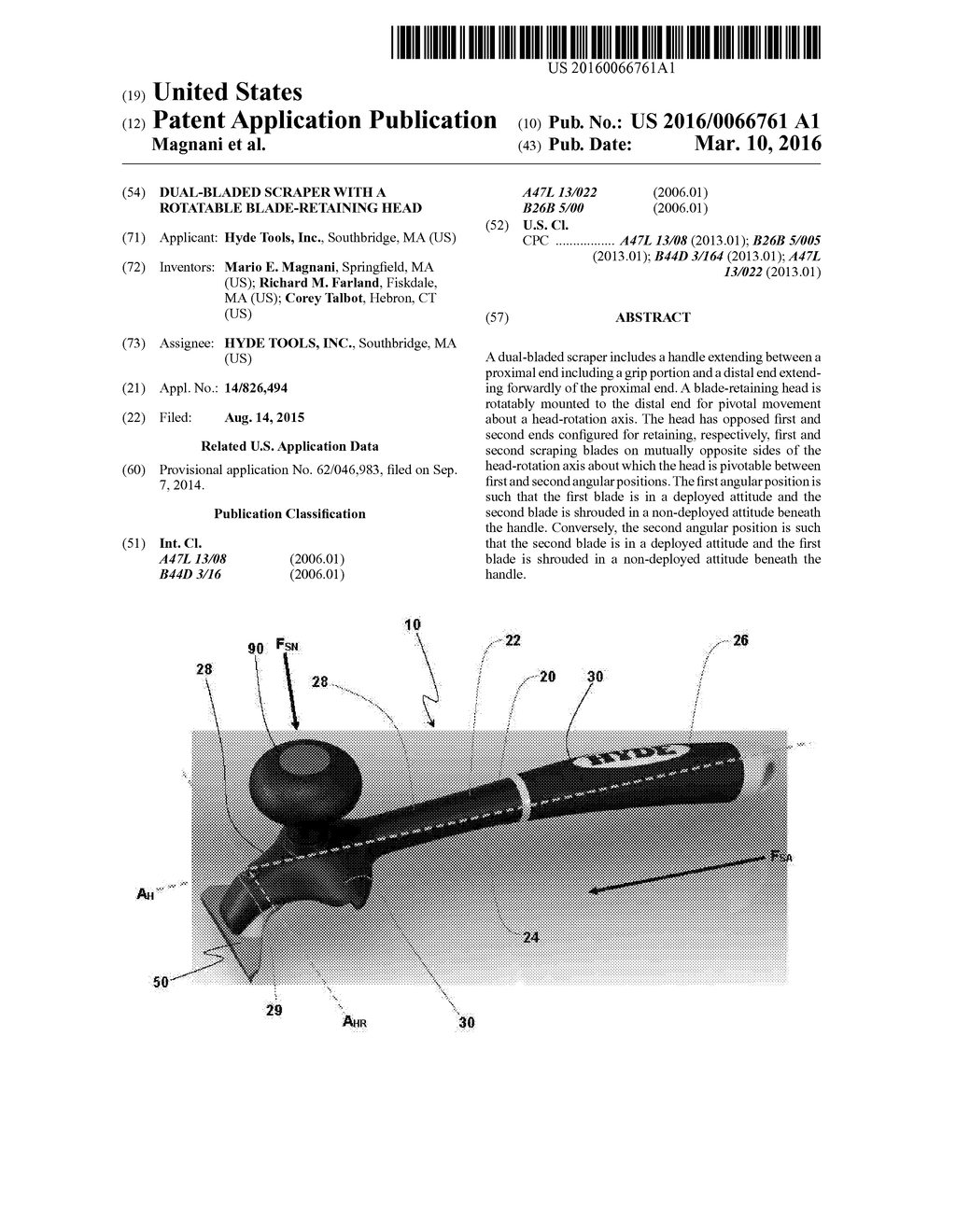 DUAL-BLADED SCRAPER WITH A ROTATABLE BLADE-RETAINING HEAD - diagram, schematic, and image 01