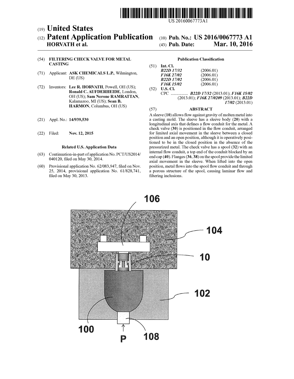 FILTERING CHECK VALVE FOR METAL CASTING - diagram, schematic, and image 01