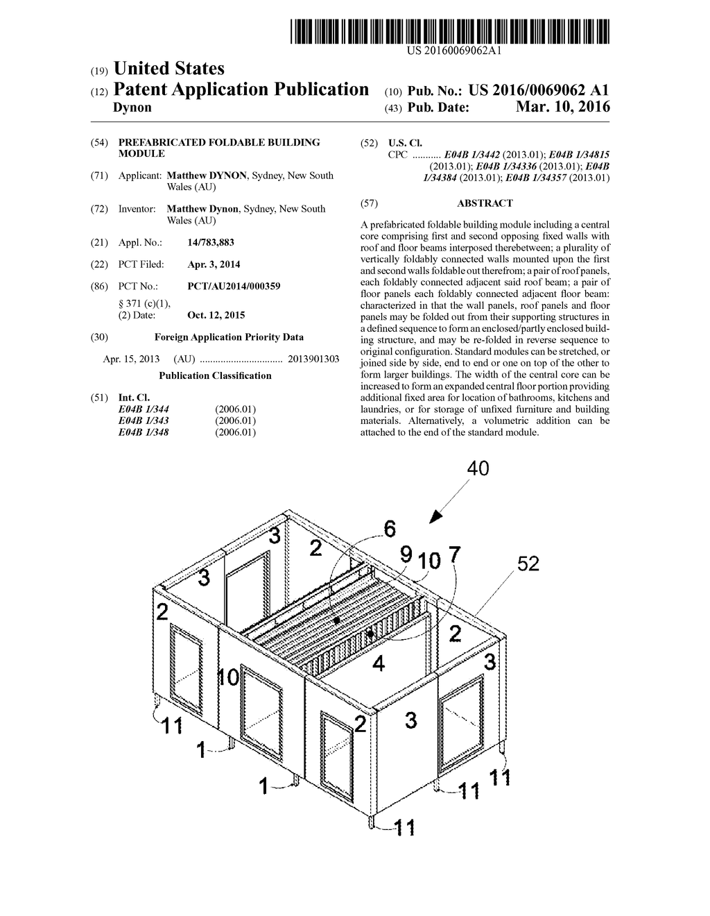 PREFABRICATED FOLDABLE BUILDING MODULE - diagram, schematic, and image 01