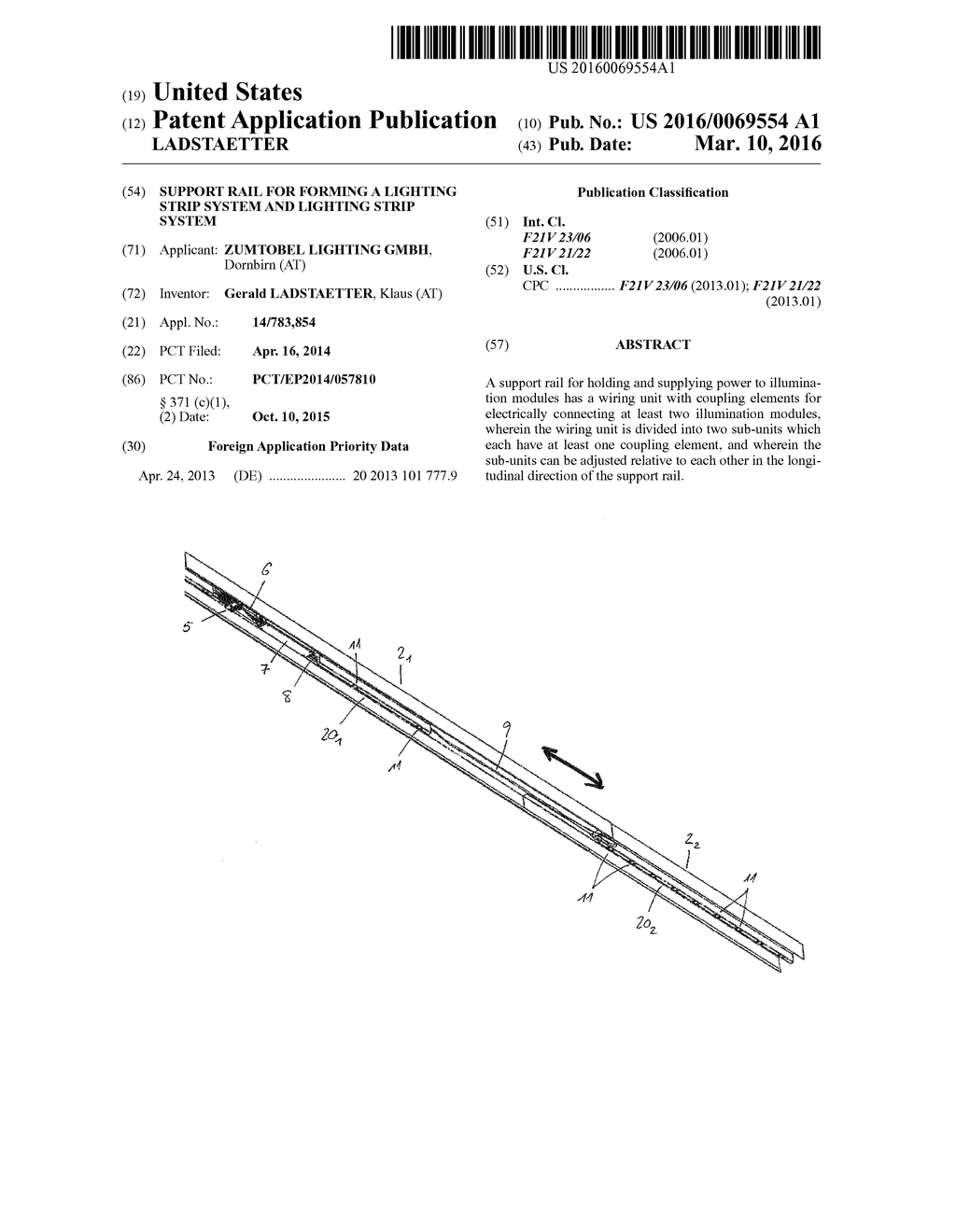 SUPPORT RAIL FOR FORMING A LIGHTING STRIP SYSTEM AND LIGHTING STRIP SYSTEM - diagram, schematic, and image 01