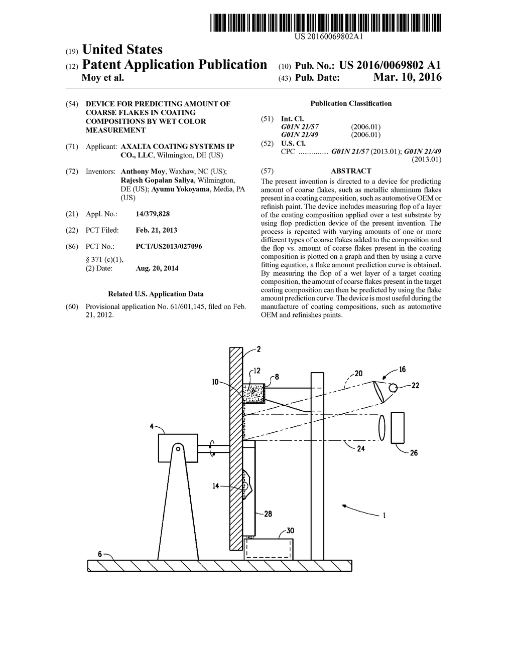 DEVICE FOR PREDICTING AMOUNT OF COARSE FLAKES IN COATING COMPOSITIONS BY     WET COLOR MEASUREMENT - diagram, schematic, and image 01