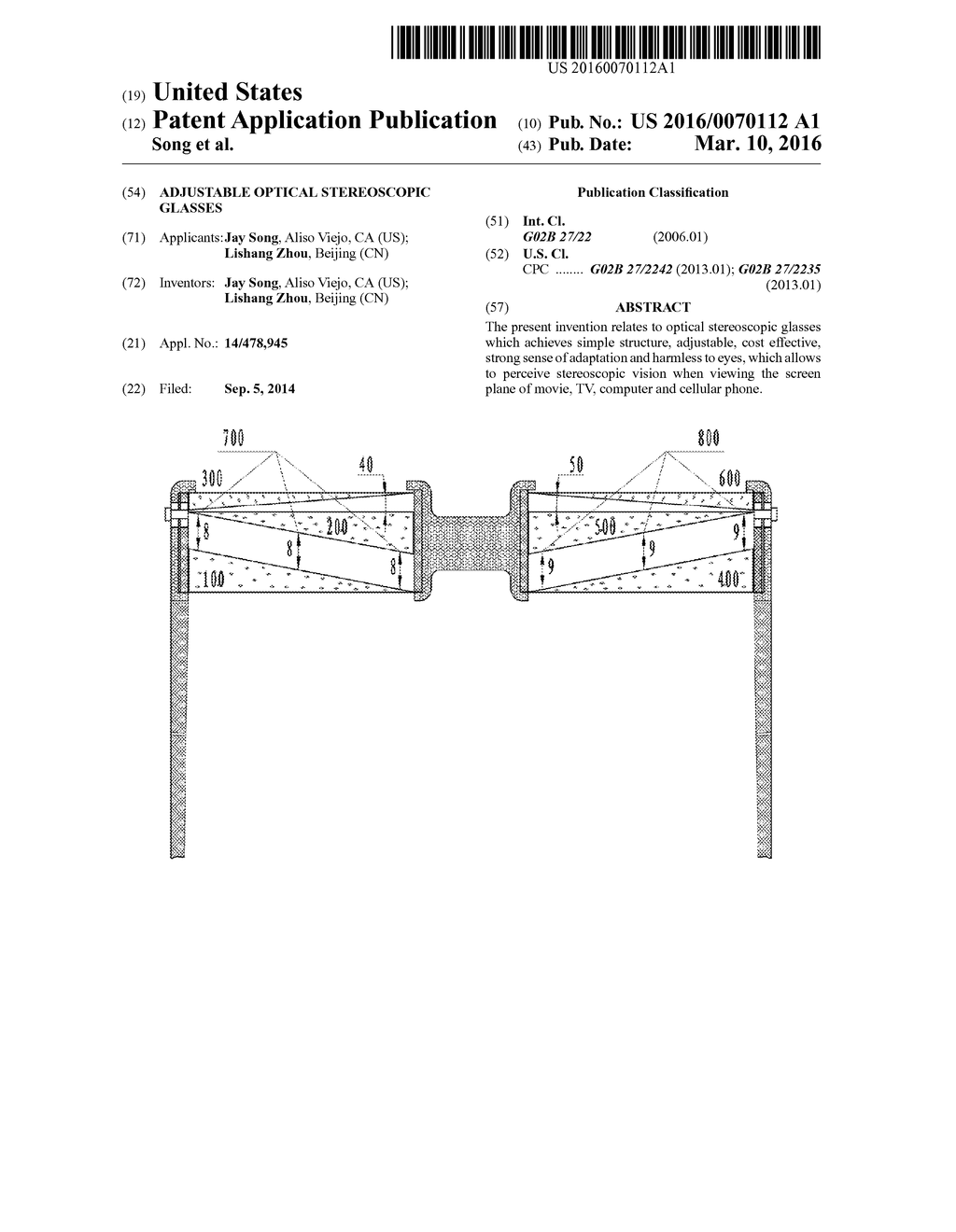 ADJUSTABLE OPTICAL STEREOSCOPIC GLASSES - diagram, schematic, and image 01