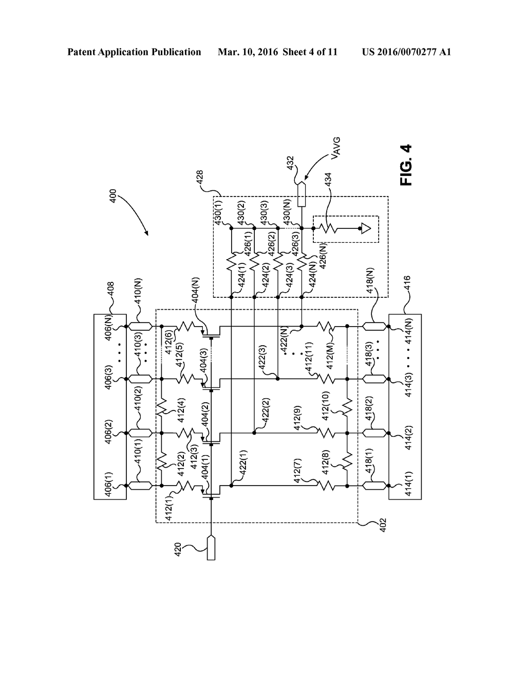 DISTRIBUTED VOLTAGE NETWORK CIRCUITS EMPLOYING VOLTAGE AVERAGING, AND     RELATED SYSTEMS AND METHODS - diagram, schematic, and image 05