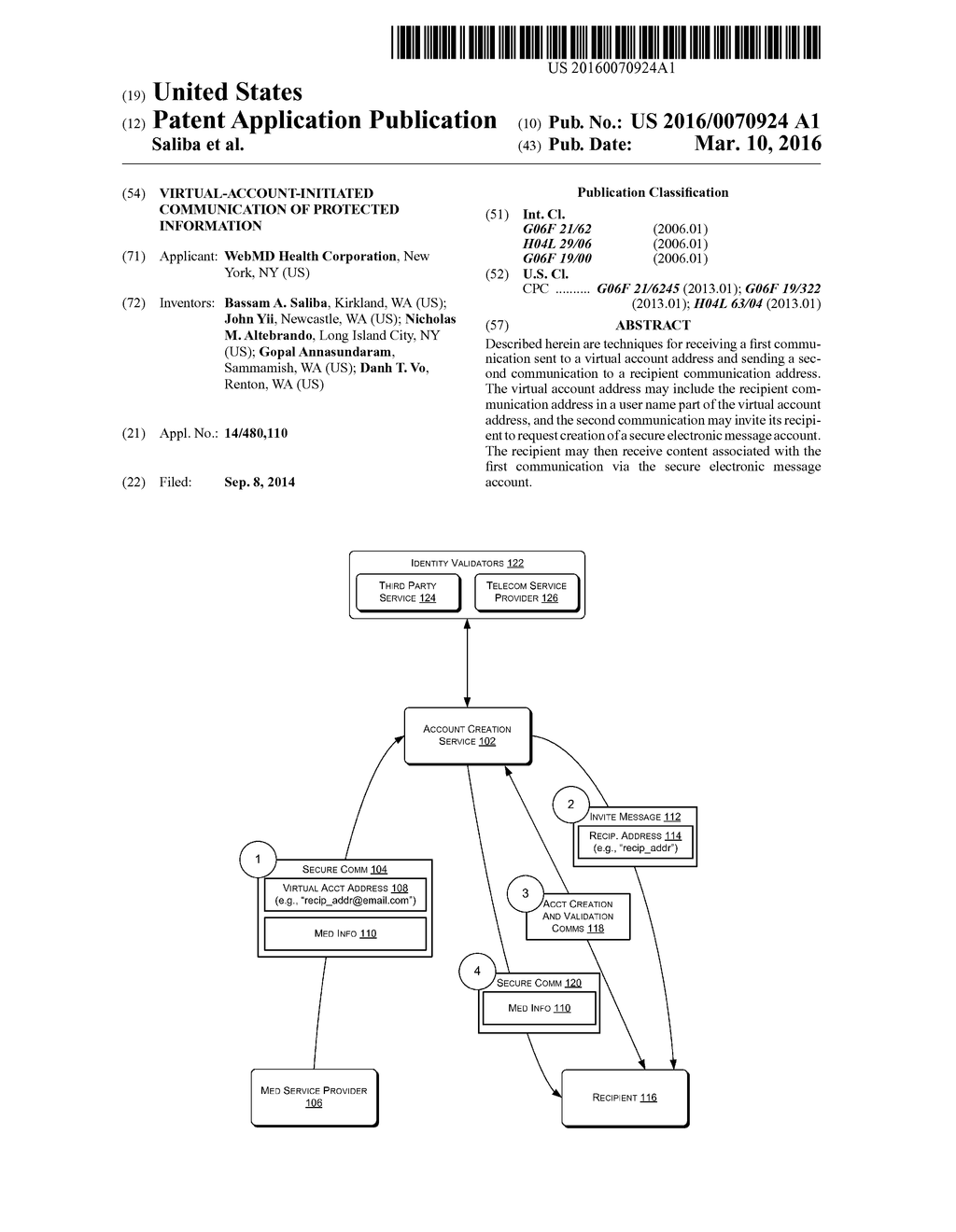 Virtual-Account-Initiated Communication of Protected Information - diagram, schematic, and image 01