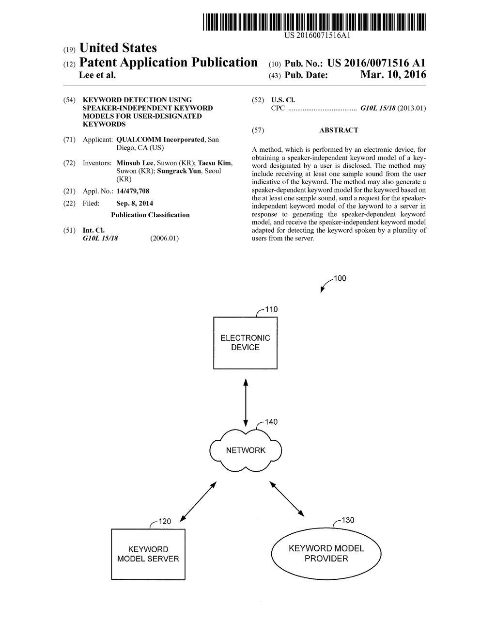 KEYWORD DETECTION USING SPEAKER-INDEPENDENT KEYWORD MODELS FOR     USER-DESIGNATED KEYWORDS - diagram, schematic, and image 01