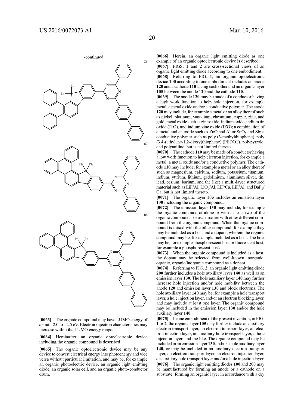 ORGANIC COMPOSITION, AND ORGANIC OPTOELECTRONIC ELEMENT AND DISPLAY DEVICE - diagram, schematic, and image 22