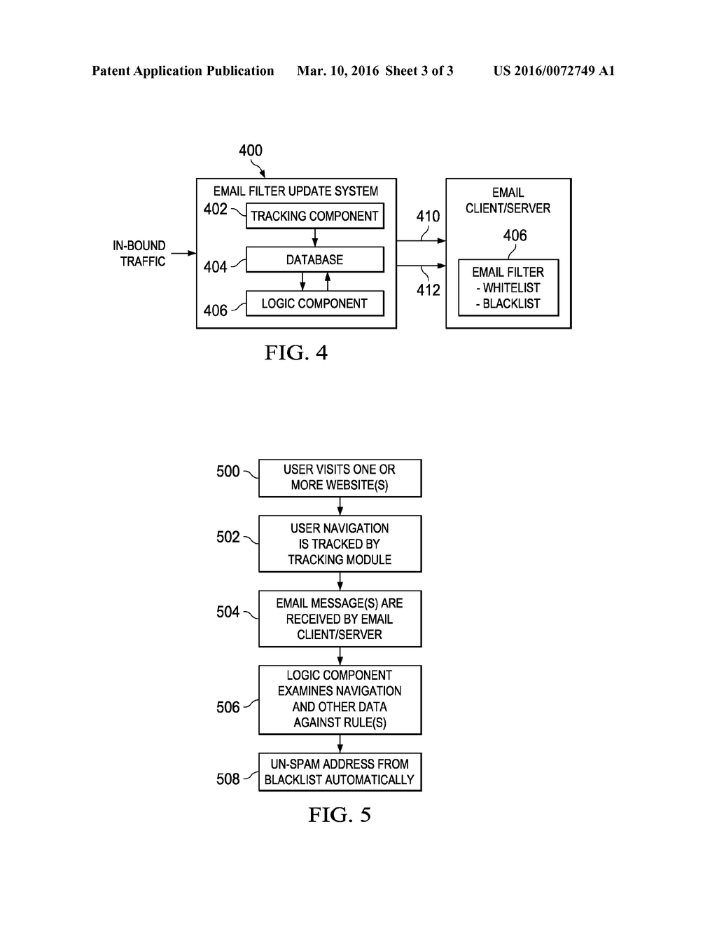 Automated spam filter updating by tracking user navigation - diagram, schematic, and image 04