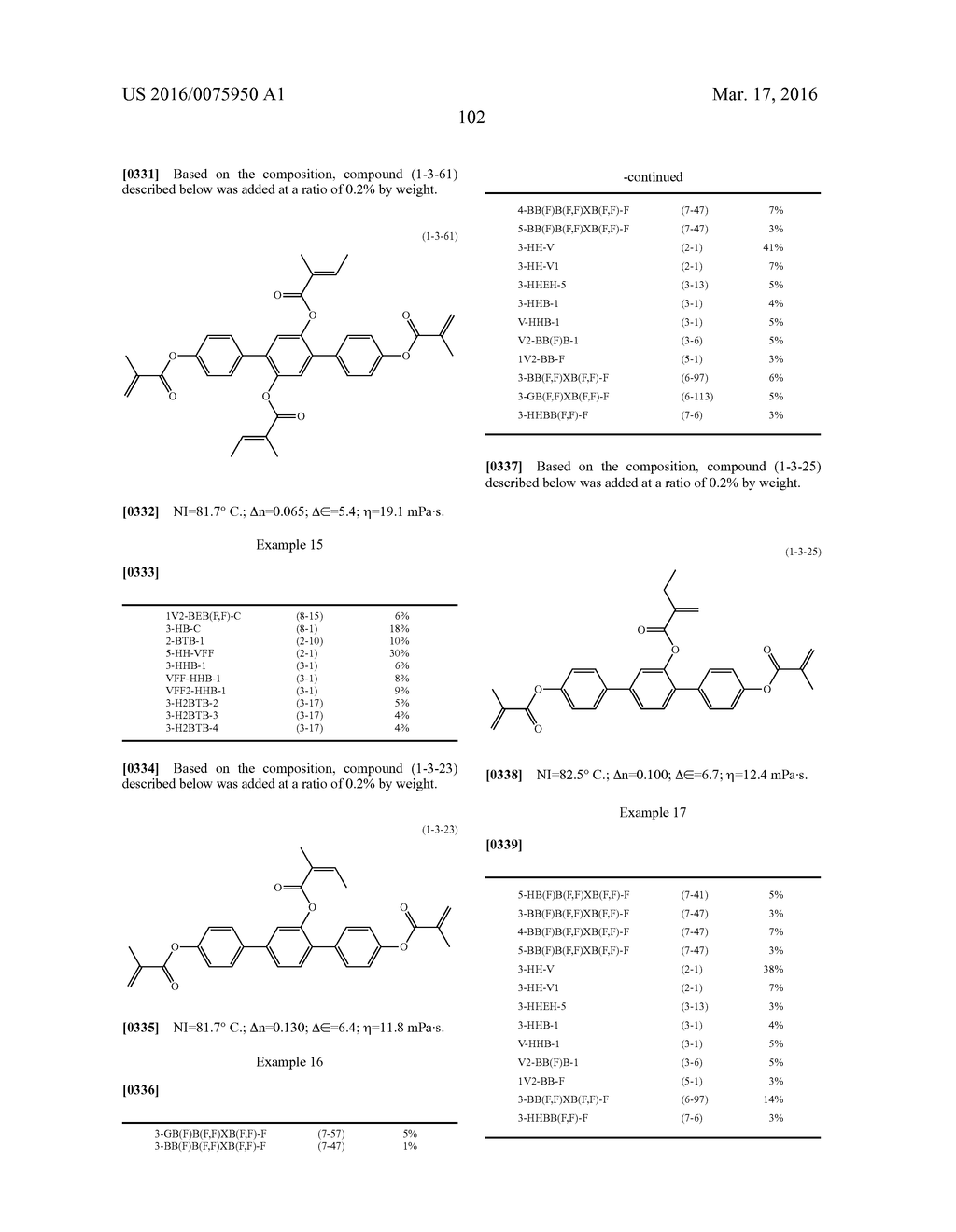 POLYMERIZABLE COMPOUND, POLYMERIZABLE COMPOSITION AND LIQUID CRYSTAL     DISPLAY DEVICE - diagram, schematic, and image 103