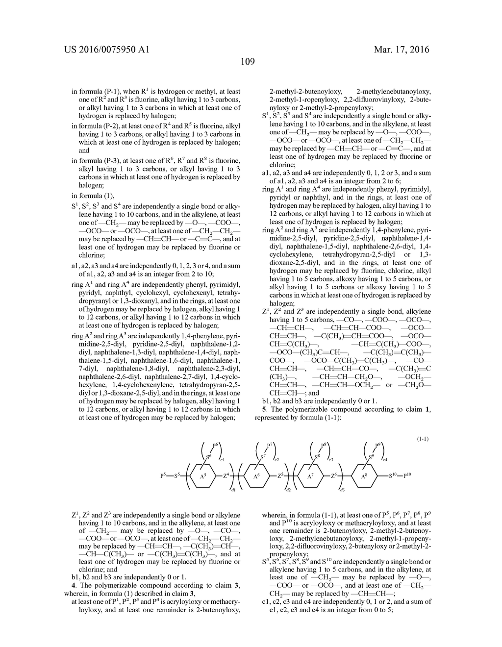 POLYMERIZABLE COMPOUND, POLYMERIZABLE COMPOSITION AND LIQUID CRYSTAL     DISPLAY DEVICE - diagram, schematic, and image 110