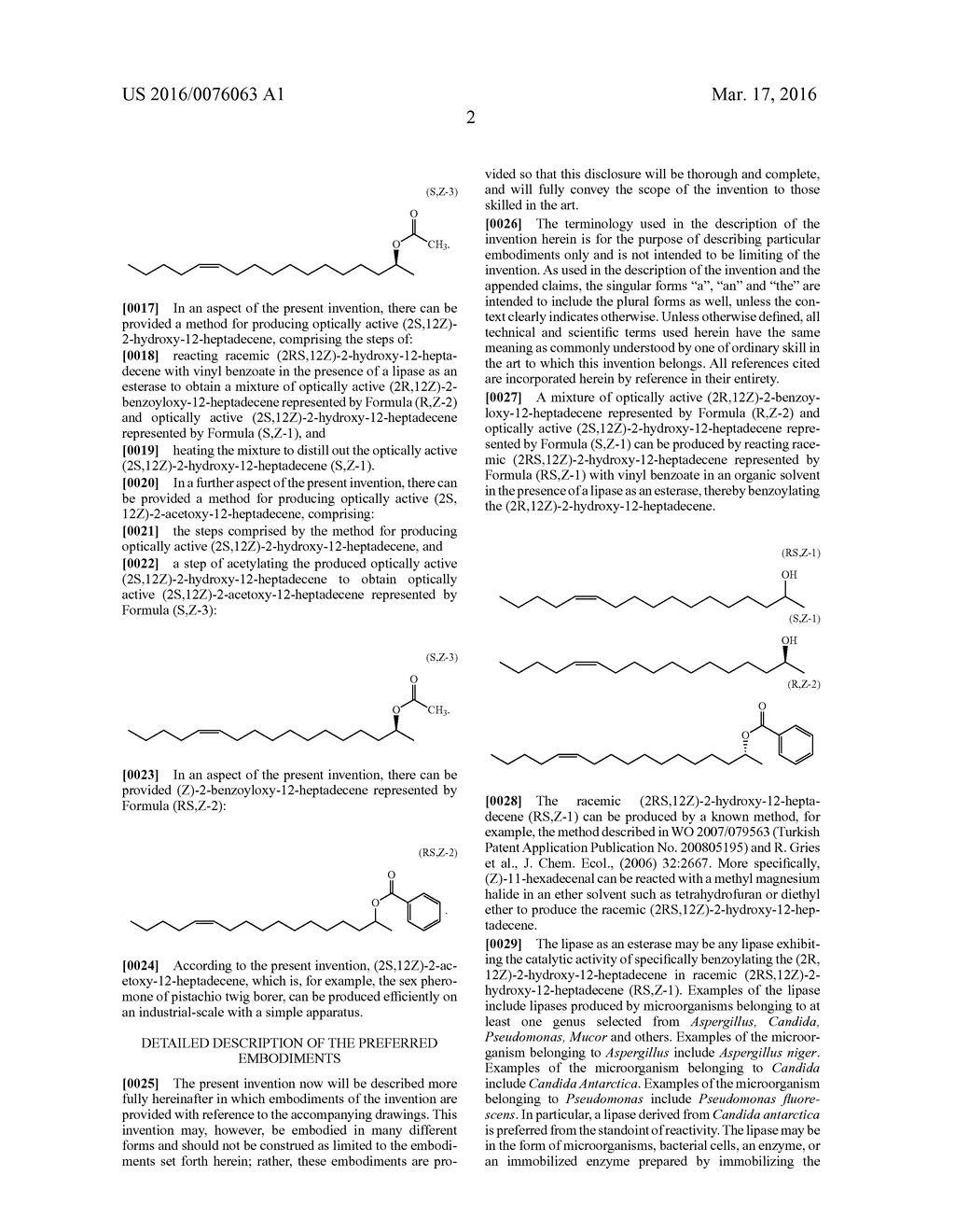 Method for Producing (Z)-2-Benzoyloxy-12-Heptadecene and     (2S,12Z)-2-Hydroxy-12-Heptadecene and Method for Producing     (2S,12Z)-2-Acetoxy-12-Heptadecene - diagram, schematic, and image 03