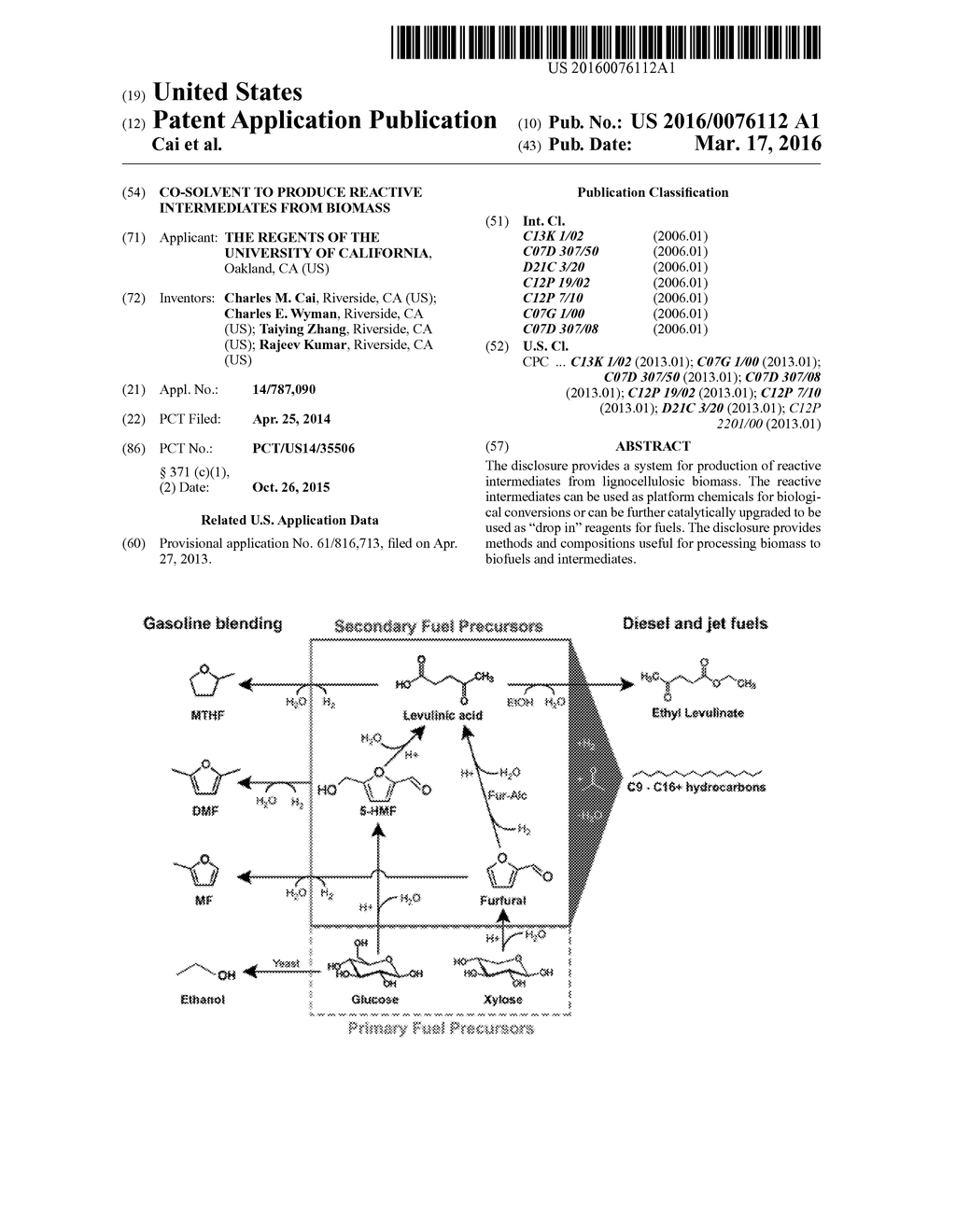 CO-SOLVENT TO PRODUCE REACTIVE INTERMEDIATES FROM BIOMASS - diagram, schematic, and image 01