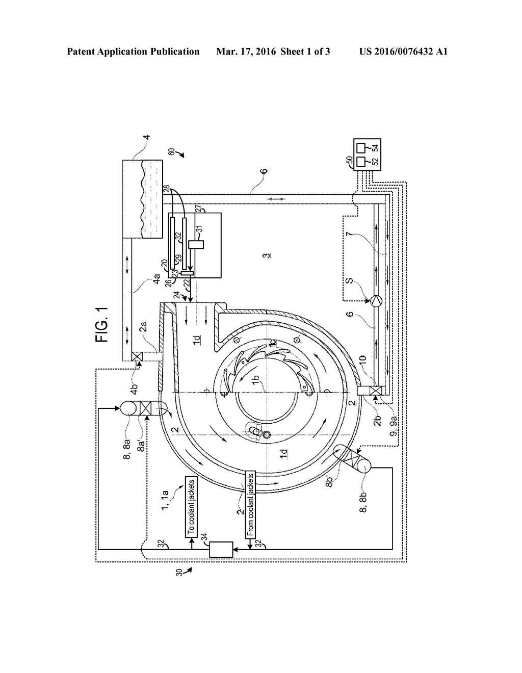 SUPERCHARGED INTERNAL COMBUSTION ENGINE WITH TURBINE WHICH CAN BE     LIQUID-COOLED, AND METHOD FOR CONTROLLING THE COOLING OF SAID TURBINE - diagram, schematic, and image 02