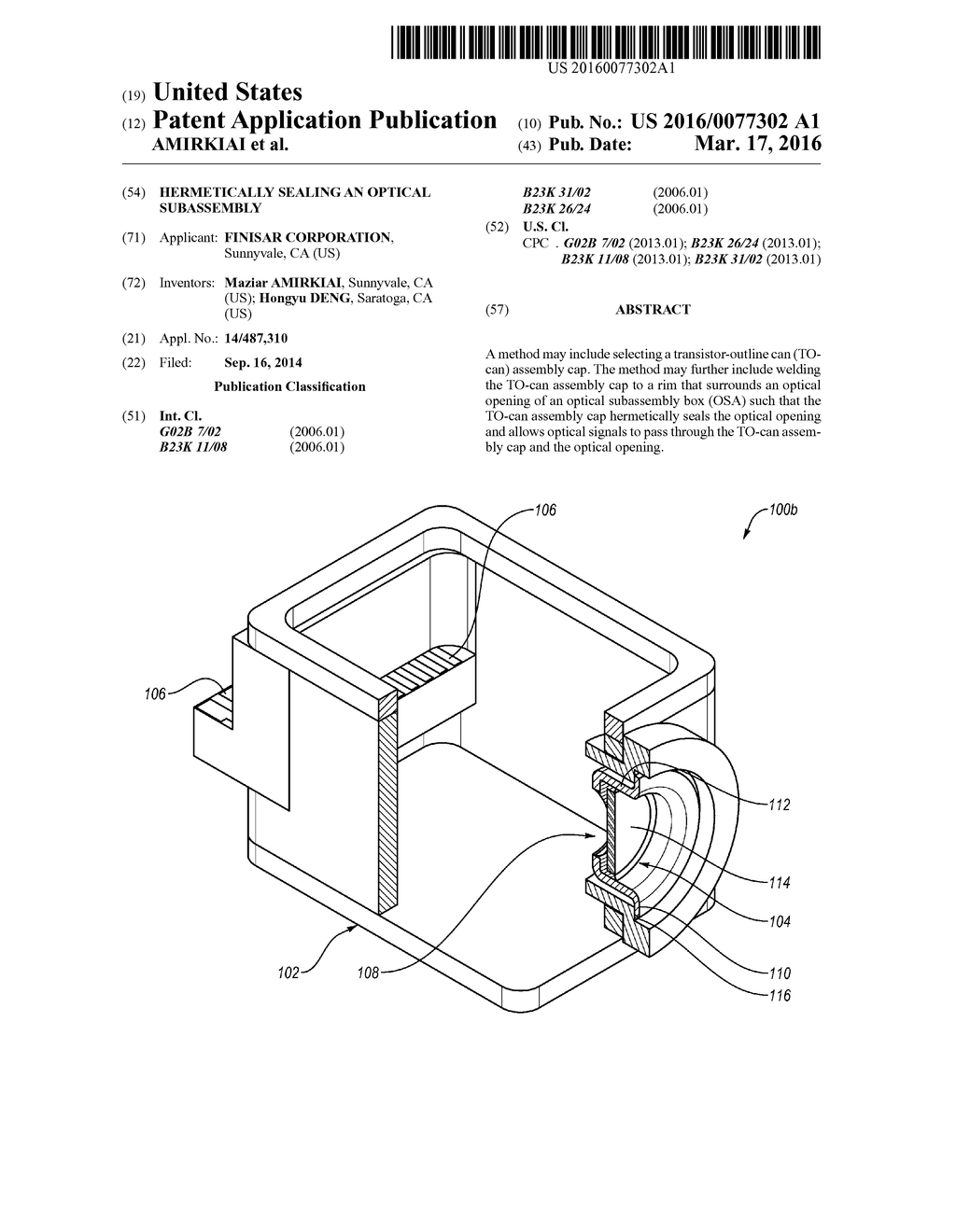 HERMETICALLY SEALING AN OPTICAL SUBASSEMBLY - diagram, schematic, and image 01