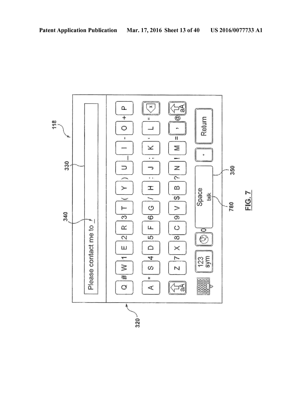 METHOD AND DEVICE HAVING TOUCHSCREEN KEYBOARD WITH VISUAL CUES - diagram, schematic, and image 14