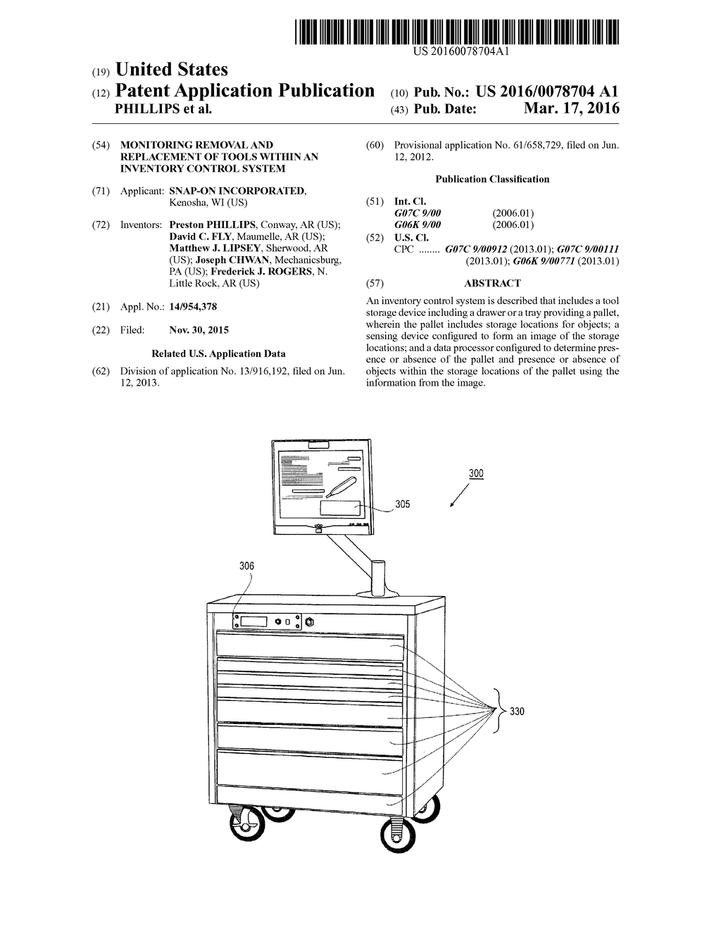 MONITORING REMOVAL AND REPLACEMENT OF TOOLS WITHIN AN INVENTORY CONTROL     SYSTEM - diagram, schematic, and image 01