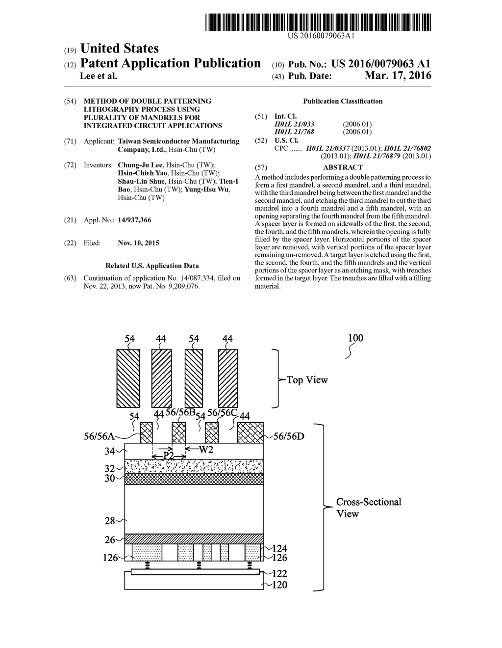 Method of Double Patterning Lithography process Using Plurality of     Mandrels for Integrated Circuit Applications - diagram, schematic, and image 01