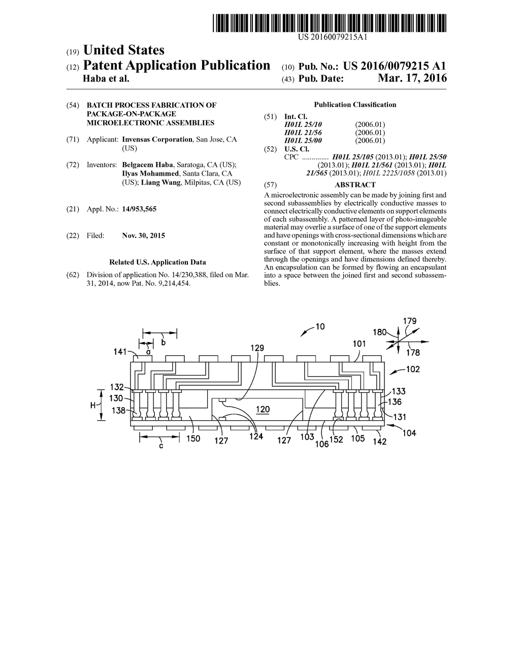 BATCH PROCESS FABRICATION OF PACKAGE-ON-PACKAGE MICROELECTRONIC ASSEMBLIES - diagram, schematic, and image 01