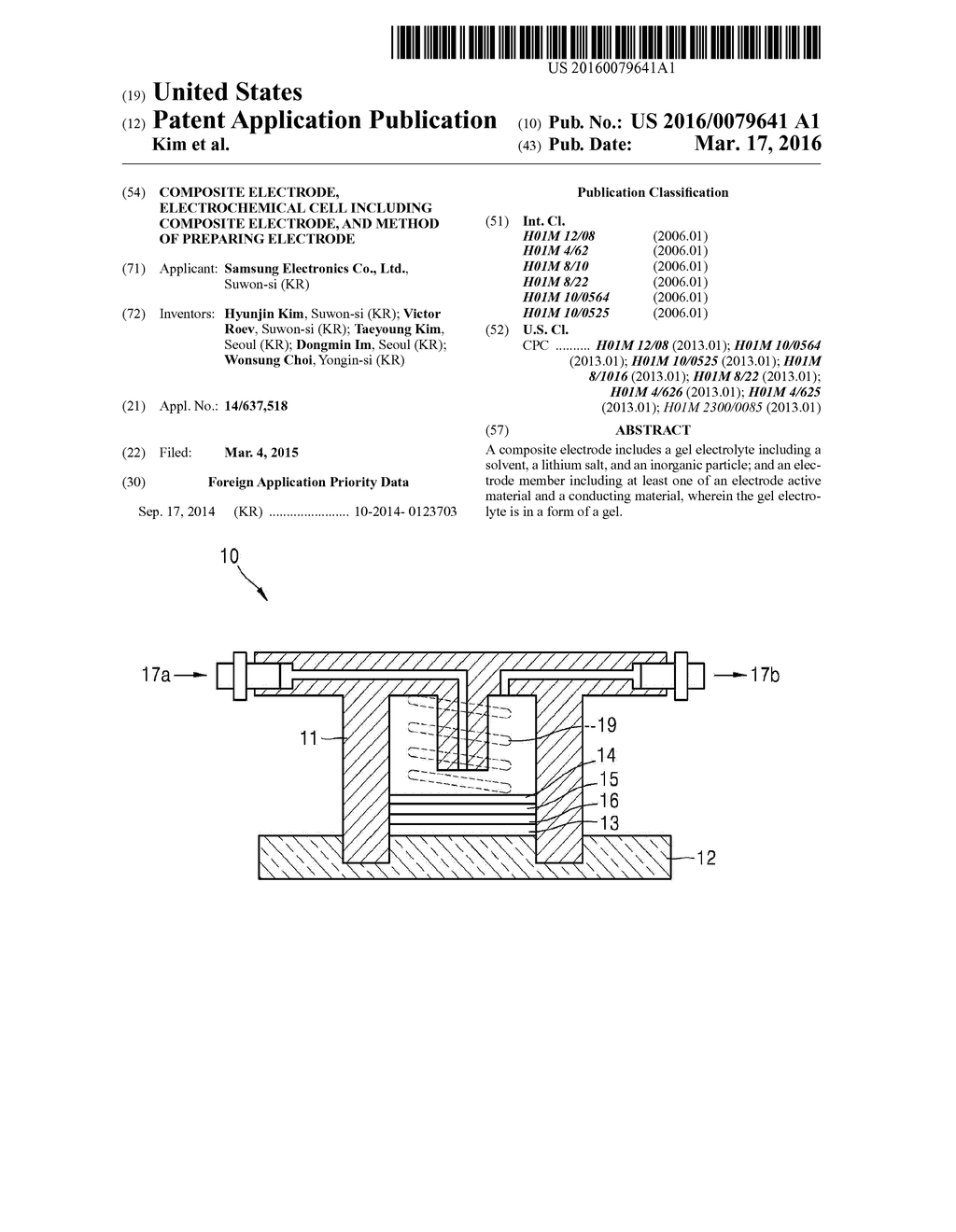 COMPOSITE ELECTRODE, ELECTROCHEMICAL CELL INCLUDING COMPOSITE ELECTRODE,     AND METHOD OF PREPARING ELECTRODE - diagram, schematic, and image 01