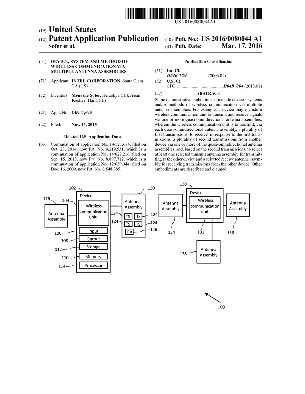 DEVICE, SYSTEM AND METHOD OF WIRELESS COMMUNICATION VIA MULTIPLE ANTENNA     ASSEMBLIES - diagram, schematic, and image 01