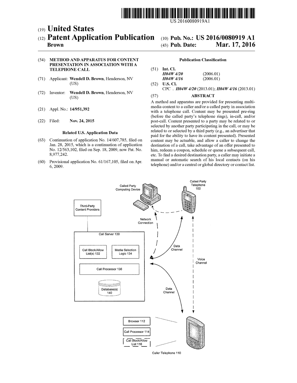 METHOD AND APPARATUS FOR CONTENT PRESENTATION IN ASSOCIATION WITH A     TELEPHONE CALL - diagram, schematic, and image 01