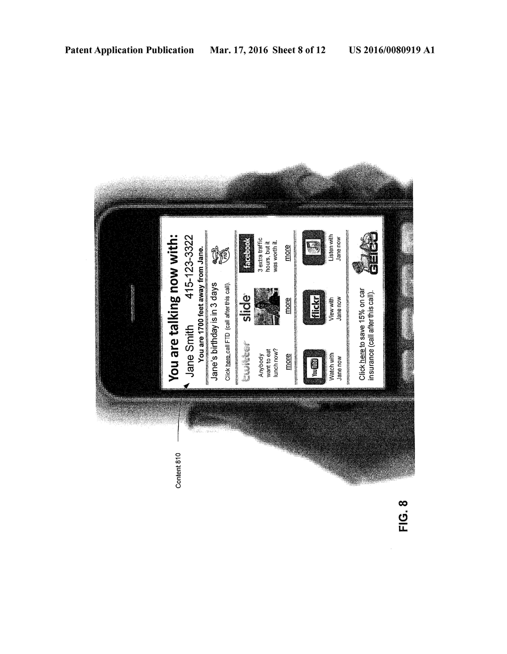 METHOD AND APPARATUS FOR CONTENT PRESENTATION IN ASSOCIATION WITH A     TELEPHONE CALL - diagram, schematic, and image 09