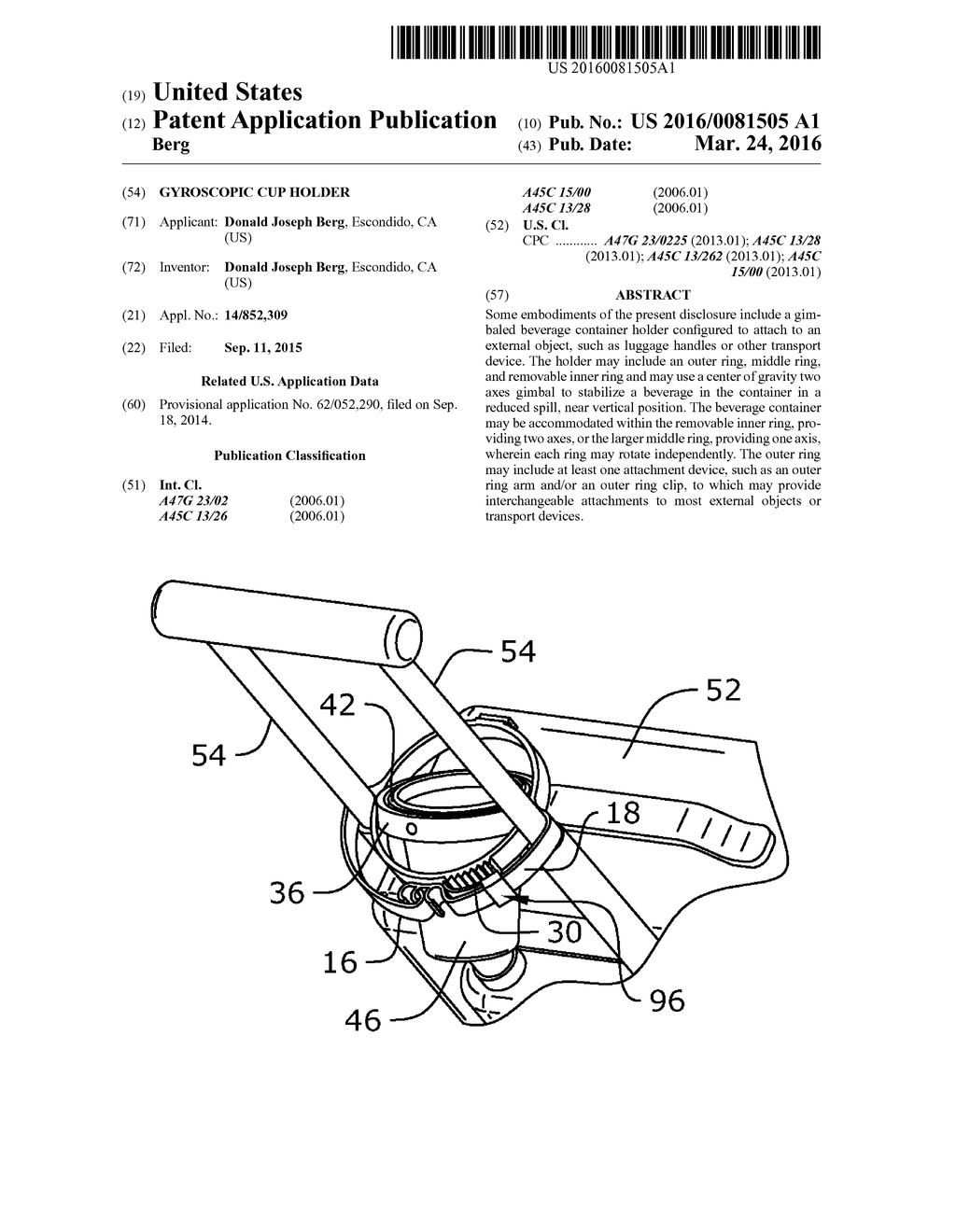 GYROSCOPIC CUP HOLDER - diagram, schematic, and image 01