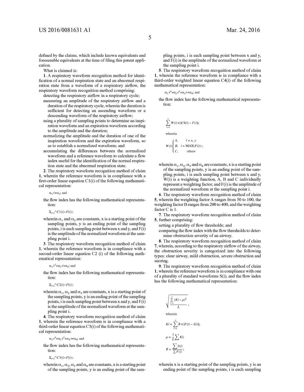 RESPIRATORY WAVEFORM RECOGNITION METHOD AND SYSTEM - diagram, schematic, and image 10