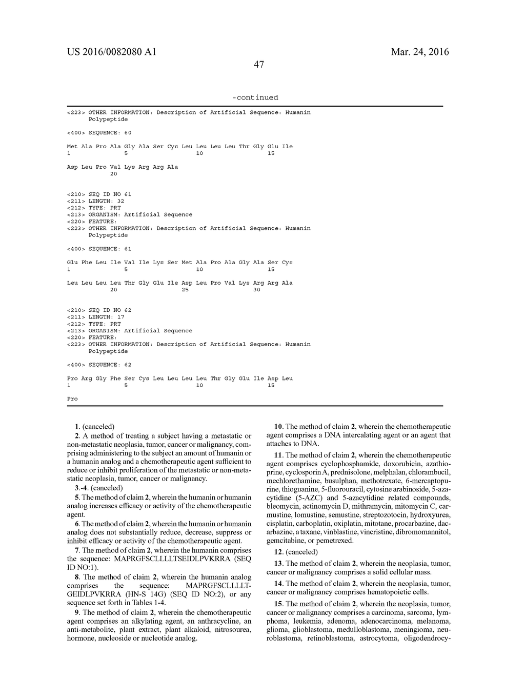 HUMANIN, ANALOGS AND CANCER TREATMENT METHODS AND USES THEREOF - diagram, schematic, and image 78