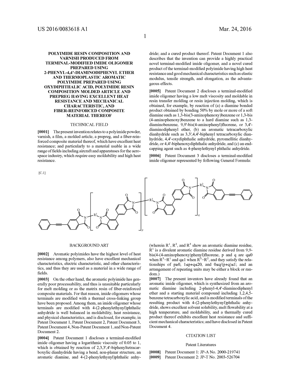 POLYIMIDE RESIN COMPOSITION AND VARNISH PRODUCED FROM TERMINAL-MODIFIED     IMIDE OLIGOMER PREPARED USING 2-PHENYL-4,4'-DIAMINODIPHENYL ETHER AND     THERMOPLASTIC AROMATIC POLYIMIDE PREPARED USING OXYDIPHTHALIC ACID,     POLYIMIDE RESIN COMPOSITION MOLDED ARTICLE AND PREPREG HAVING EXCELLENT     HEAT RESISTANCE AND MECHANICAL CHARACTERISTIC, AND FIBER-REINFORCED     COMPOSITE MATERIAL THEREOF - diagram, schematic, and image 02