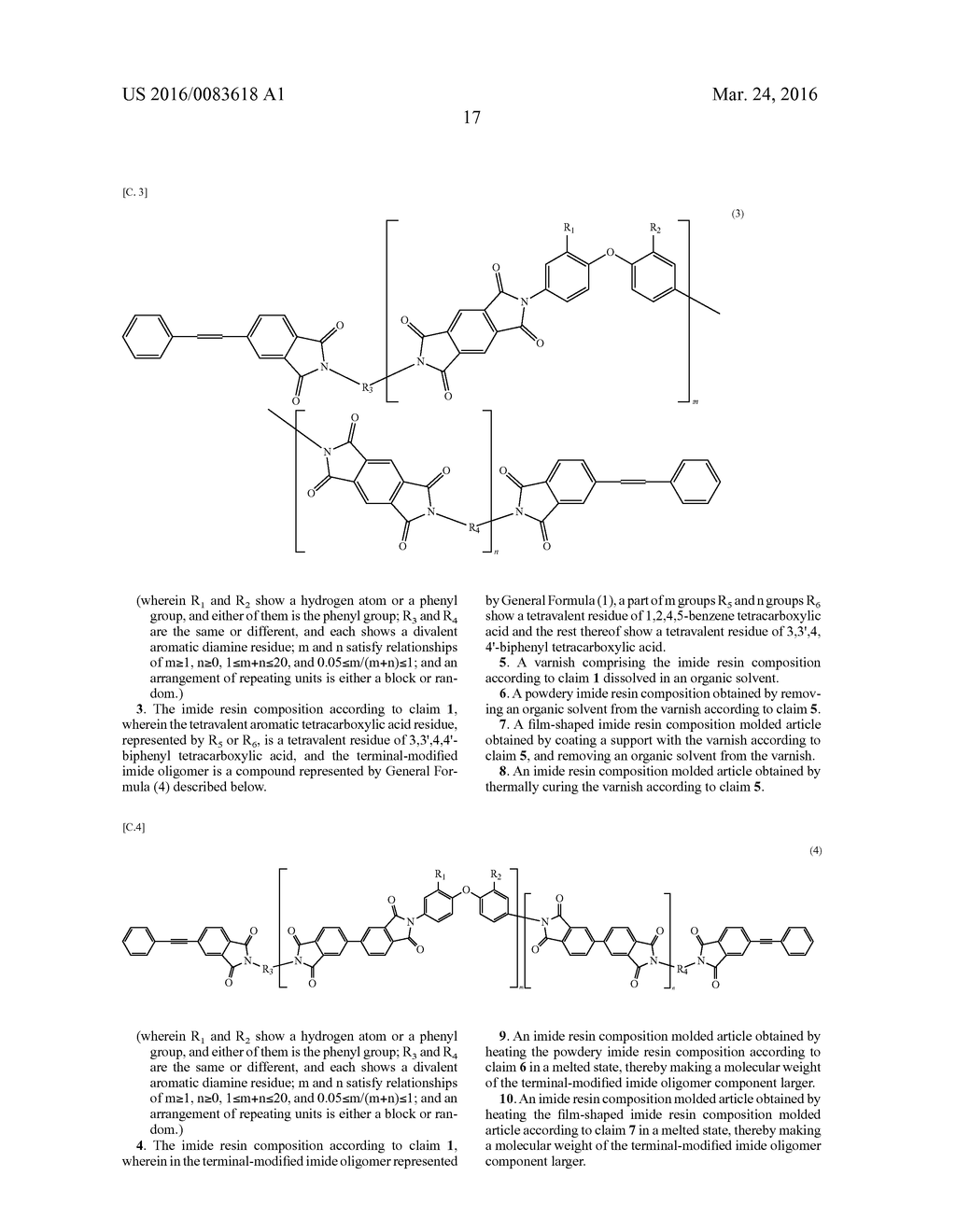 POLYIMIDE RESIN COMPOSITION AND VARNISH PRODUCED FROM TERMINAL-MODIFIED     IMIDE OLIGOMER PREPARED USING 2-PHENYL-4,4'-DIAMINODIPHENYL ETHER AND     THERMOPLASTIC AROMATIC POLYIMIDE PREPARED USING OXYDIPHTHALIC ACID,     POLYIMIDE RESIN COMPOSITION MOLDED ARTICLE AND PREPREG HAVING EXCELLENT     HEAT RESISTANCE AND MECHANICAL CHARACTERISTIC, AND FIBER-REINFORCED     COMPOSITE MATERIAL THEREOF - diagram, schematic, and image 18