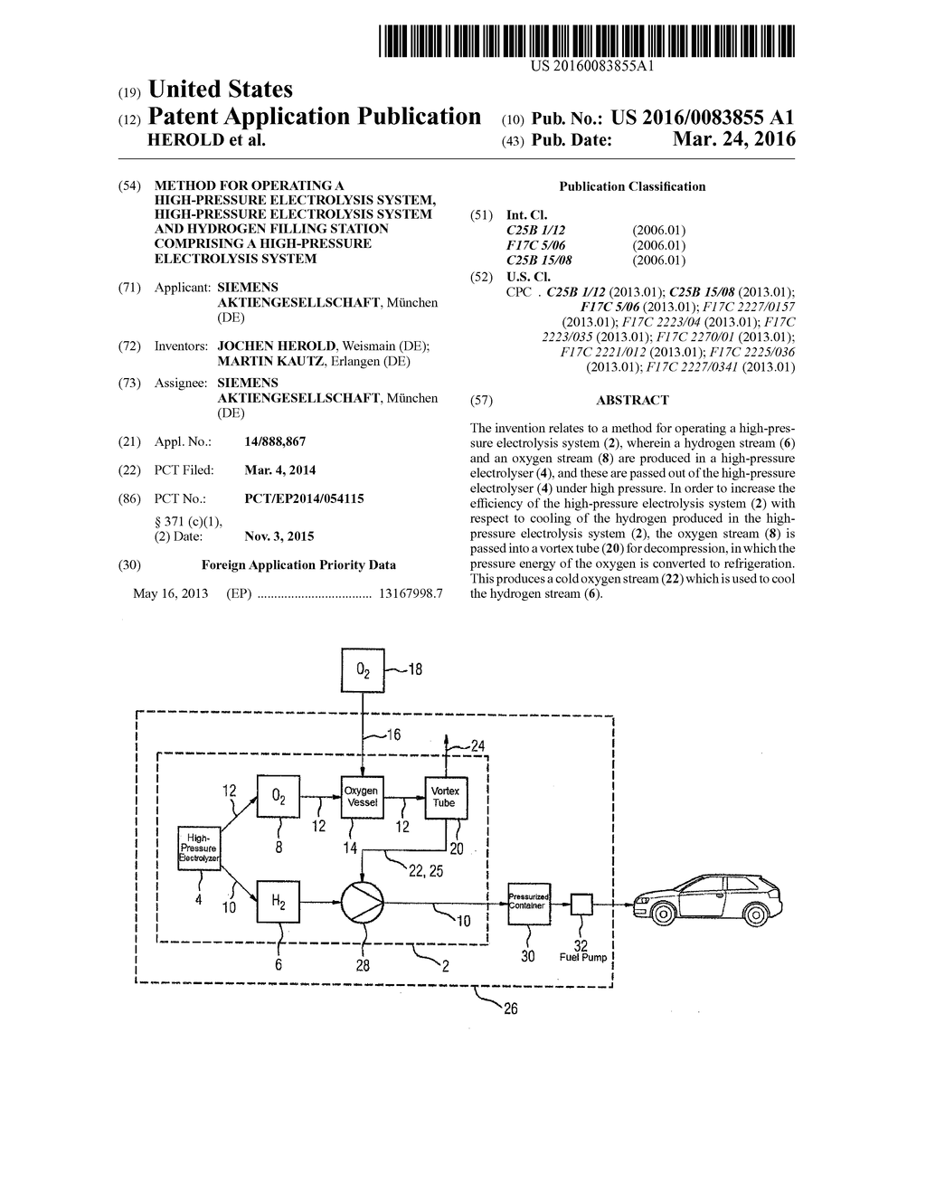 METHOD FOR OPERATING A HIGH-PRESSURE ELECTROLYSIS SYSTEM, HIGH-PRESSURE     ELECTROLYSIS SYSTEM AND HYDROGEN FILLING STATION COMPRISING A     HIGH-PRESSURE ELECTROLYSIS SYSTEM - diagram, schematic, and image 01